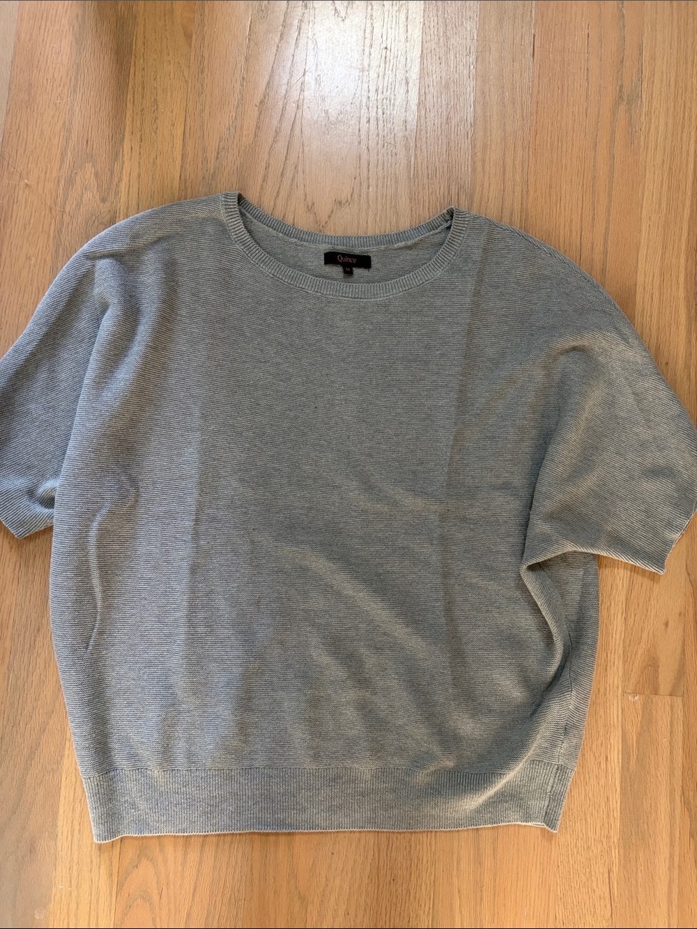 Quince WoMen's Light Gray Crewneck Short-Sleeve Sweater